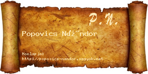Popovics Nándor névjegykártya