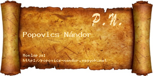 Popovics Nándor névjegykártya